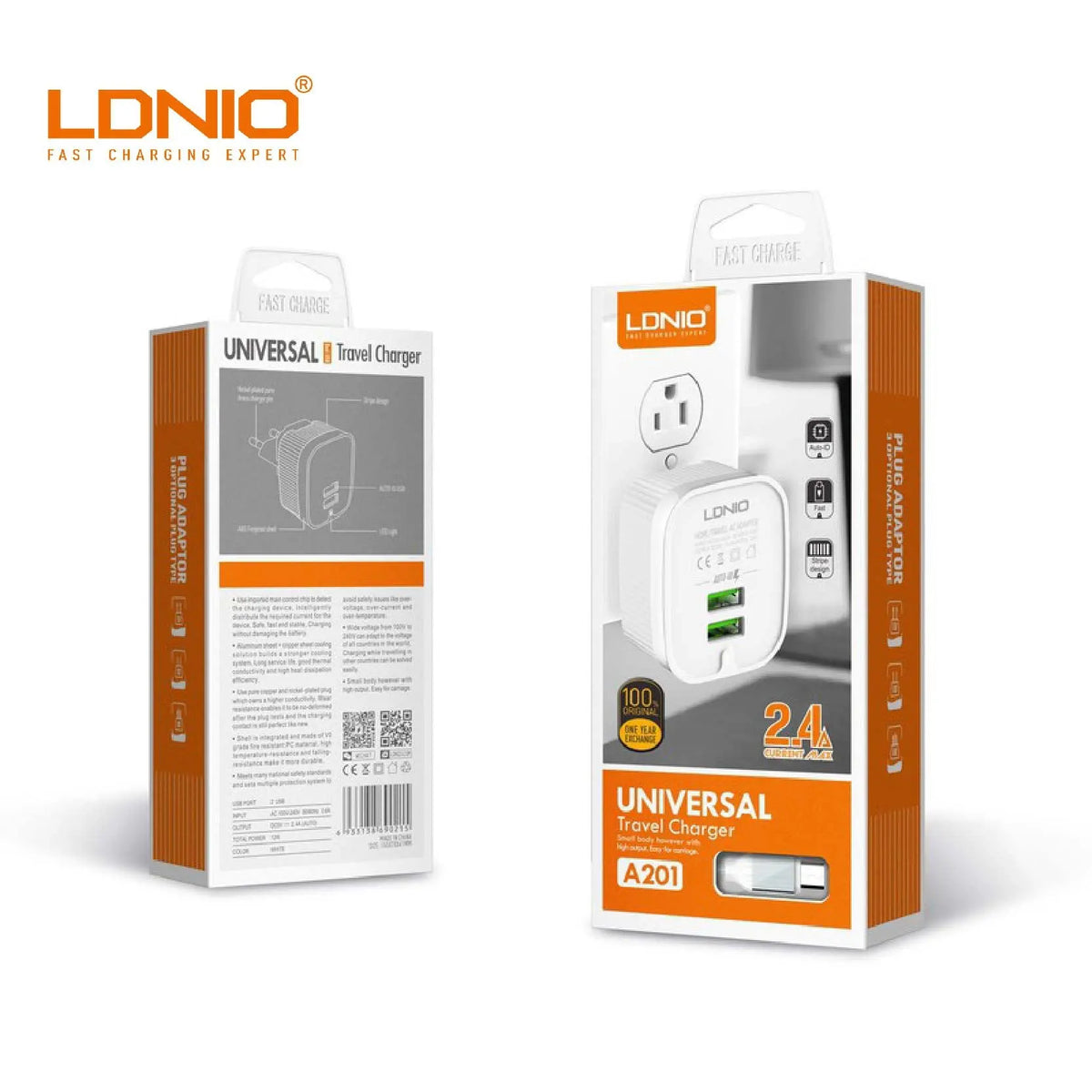 Ldnio 2.4A dual USB travel charger with retail box