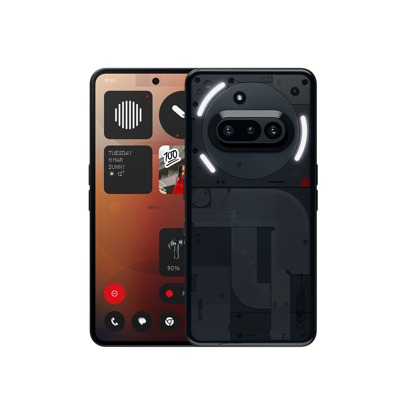 Nothing Phone (3a)-Storage Capacity: 8GB + 128GB-Color: Black-Activation Fee Option: Customs fees not included-Ennap.com