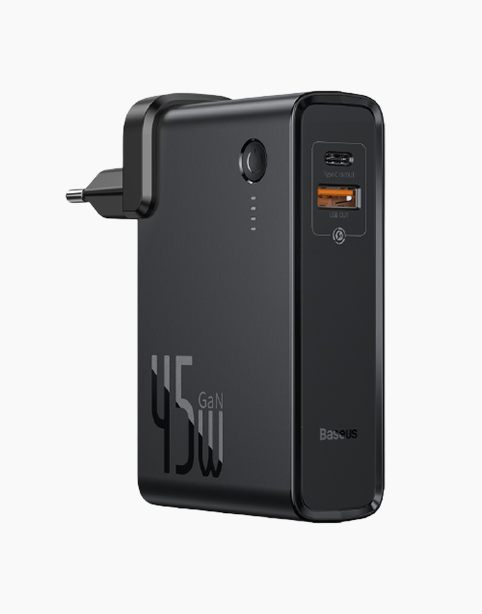 Baseus Power Station GaN 2*1 Charger & 10000mA Power Bank 45W----Ennap.com