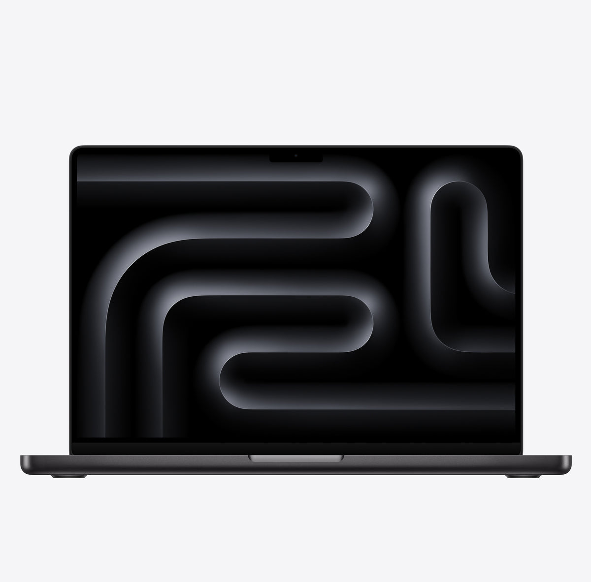 لابتوب Apple MacBook Pro مقاس 14 بوصة بشريحة M5 باللون Space Black، مفتوح من الأمام