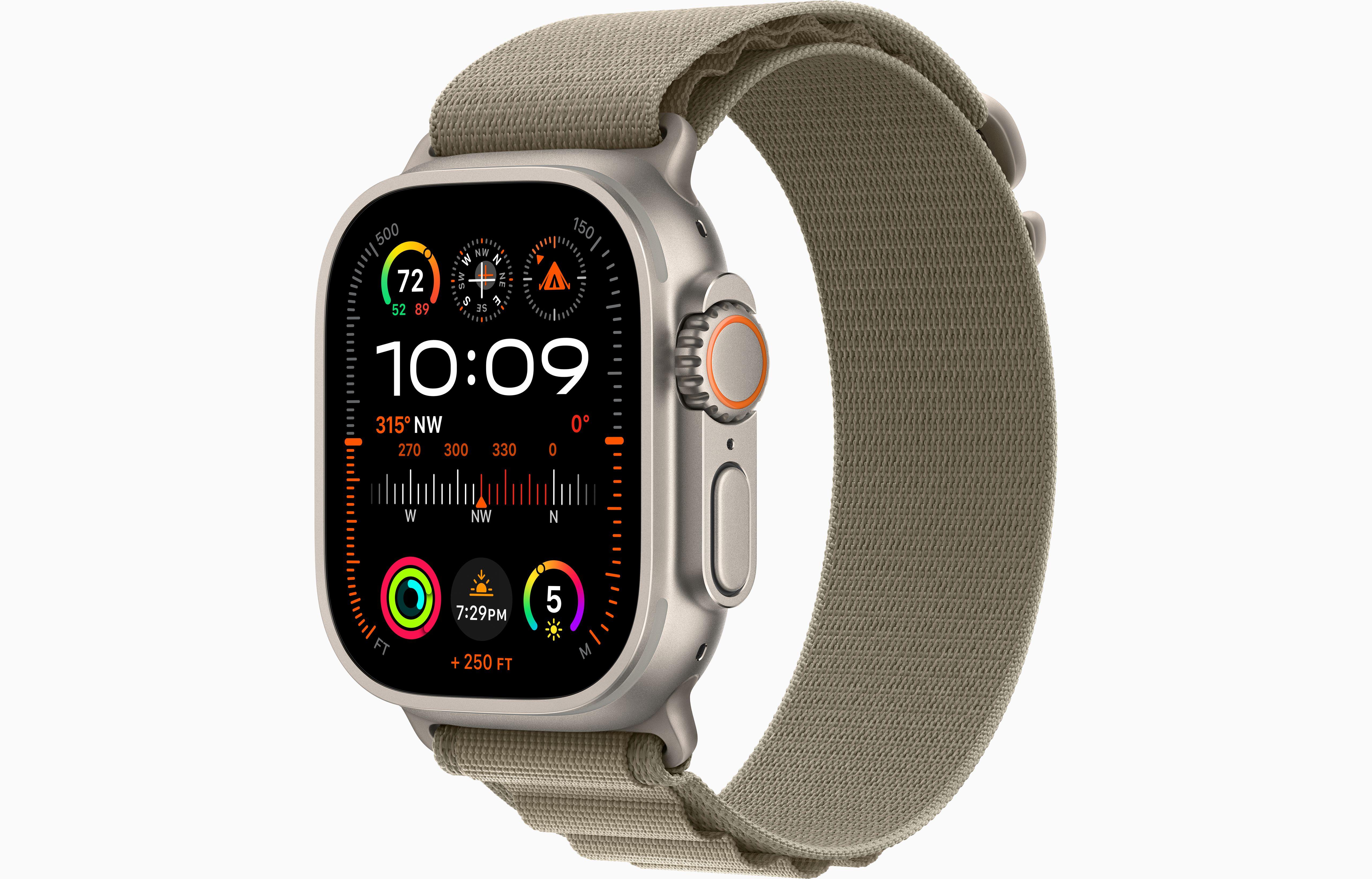 Apple Watch Ultra 2 Titanium Case With Alpine Loop Band-Color: Olive-Size: 49mm-Connectivity: GPS + Cellular-Ennap.com