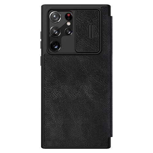 Nillkin Qin Pro Leather Case For Samsung Galaxy S22 Ultra-Color: Black---Ennap.com