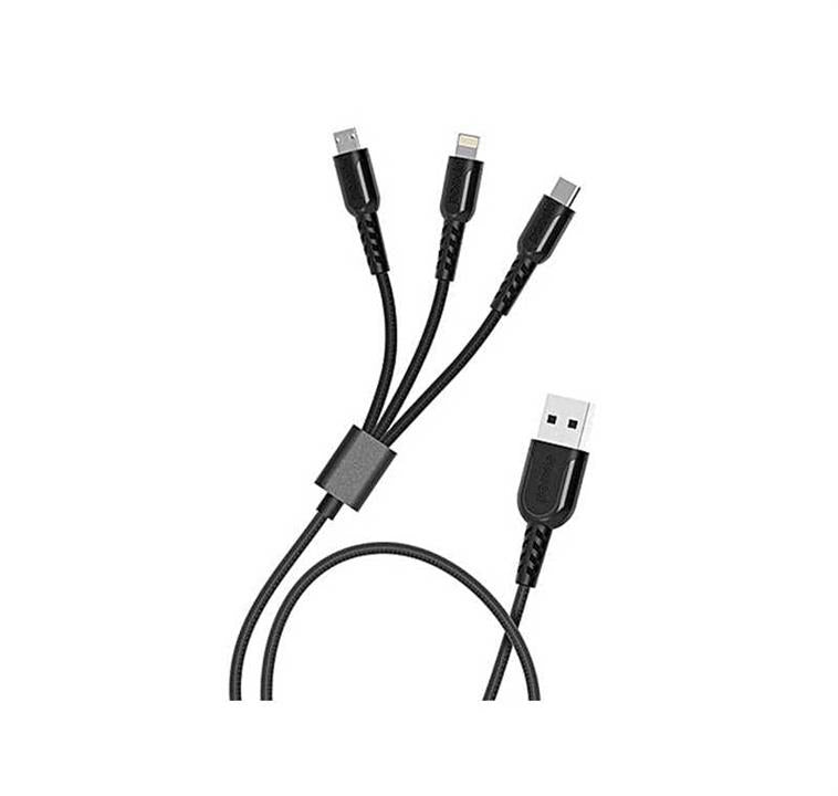 Porodo 3 in 1 Braided Metal Cable 2A Compatible with Lightning / Type-C / Micro USB----Ennap.com