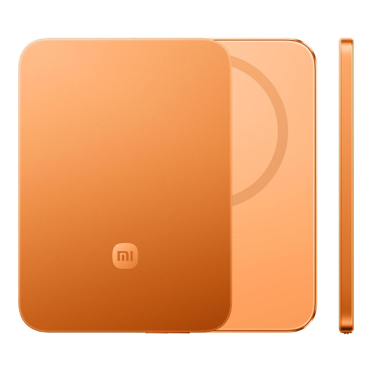 باور بانك شاومي مغناطيسي UltraThin سعة 5000 مللي أمبير باللون Radiant Orange من الأمام والخلف والجانب