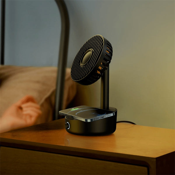 Baseus Hermit Desktop Wireless Charger + Oscillating fan With Five Blades - Baseus Hermit Desktop Wireless Charger + Oscillating fan With Five Blades - Default Title Ennap.com
