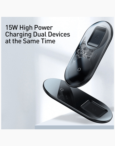 Baseus Simple Wireless Charger 2in1 Pro Edition For Phones+AirPods-Color: White---Ennap.com