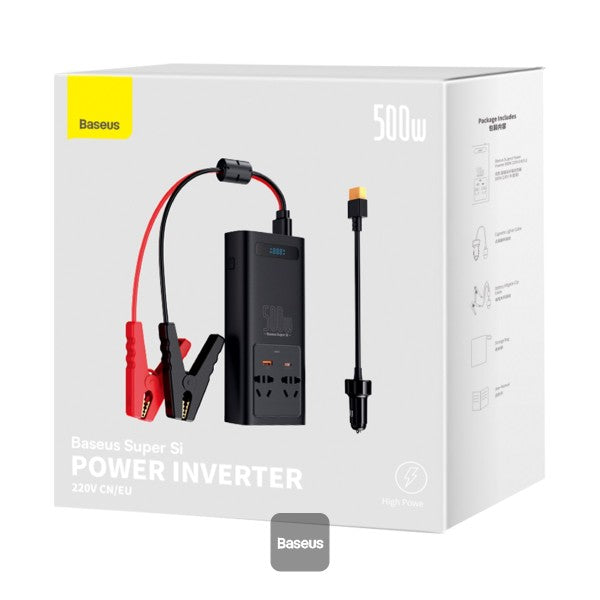 Baseus Car Power Inverter 500W DC 12V/24V To AC 220V Pure Sine Wave Converter Inverters USB Type-C Charger Adapter Inverter