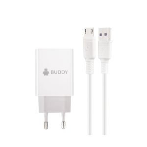 BUDDY BUL31 2.4A Wall Charger Dual Port with Micro-USB Cable