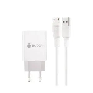 BUDDY BUL31 2.4A Wall Charger Dual Port with Micro-USB Cable----Ennap.com