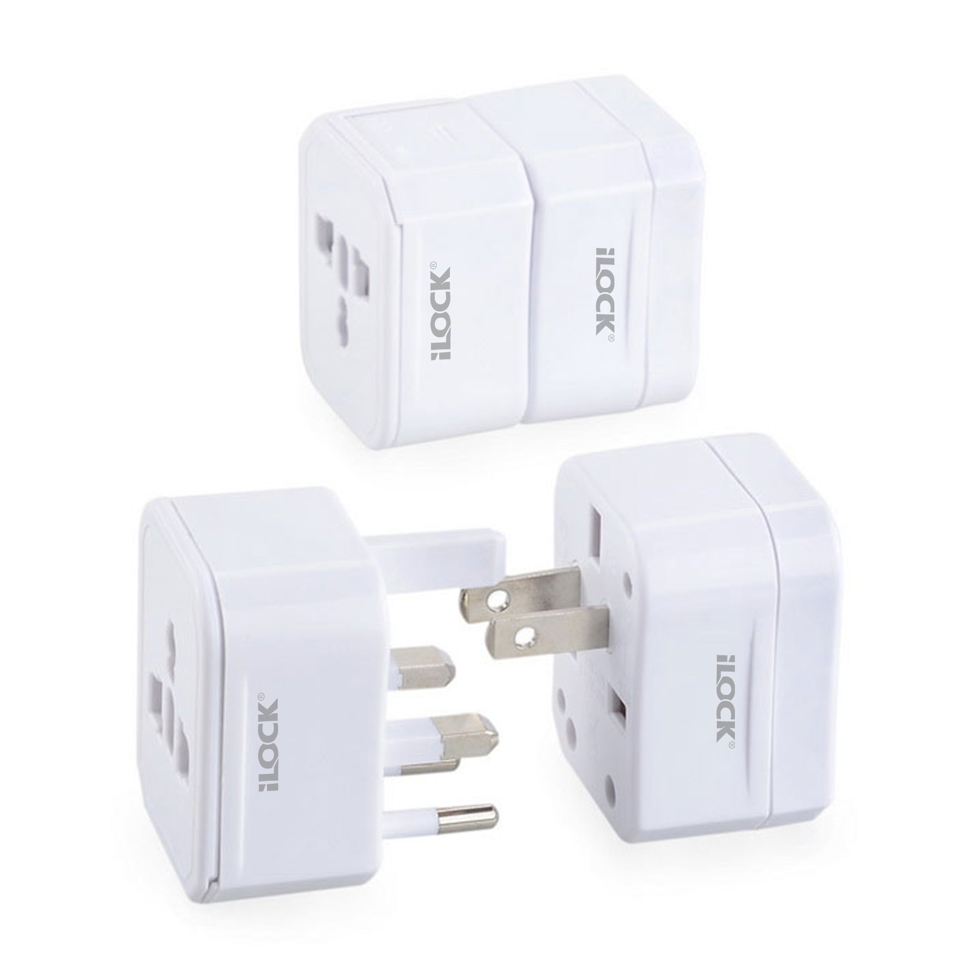 iLock Universal Travel Adapter | US to UK/EU/AUS | Compact & Portable 