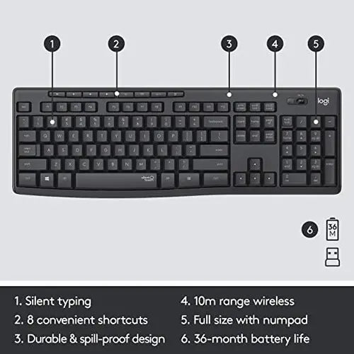 Logitech MK295 Silent Wireless Mouse and Keyboard Combo 