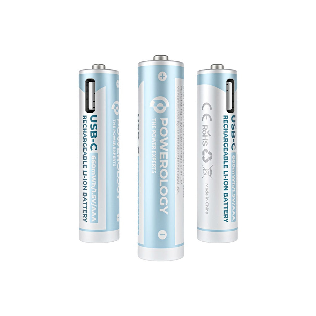 Powerology 1.5V Type-c Rechargeable Lithium-ion Battery - Powerology 1.5V Type-c Rechargeable Lithium-ion Battery - AA / 4-pack Ennap.com
