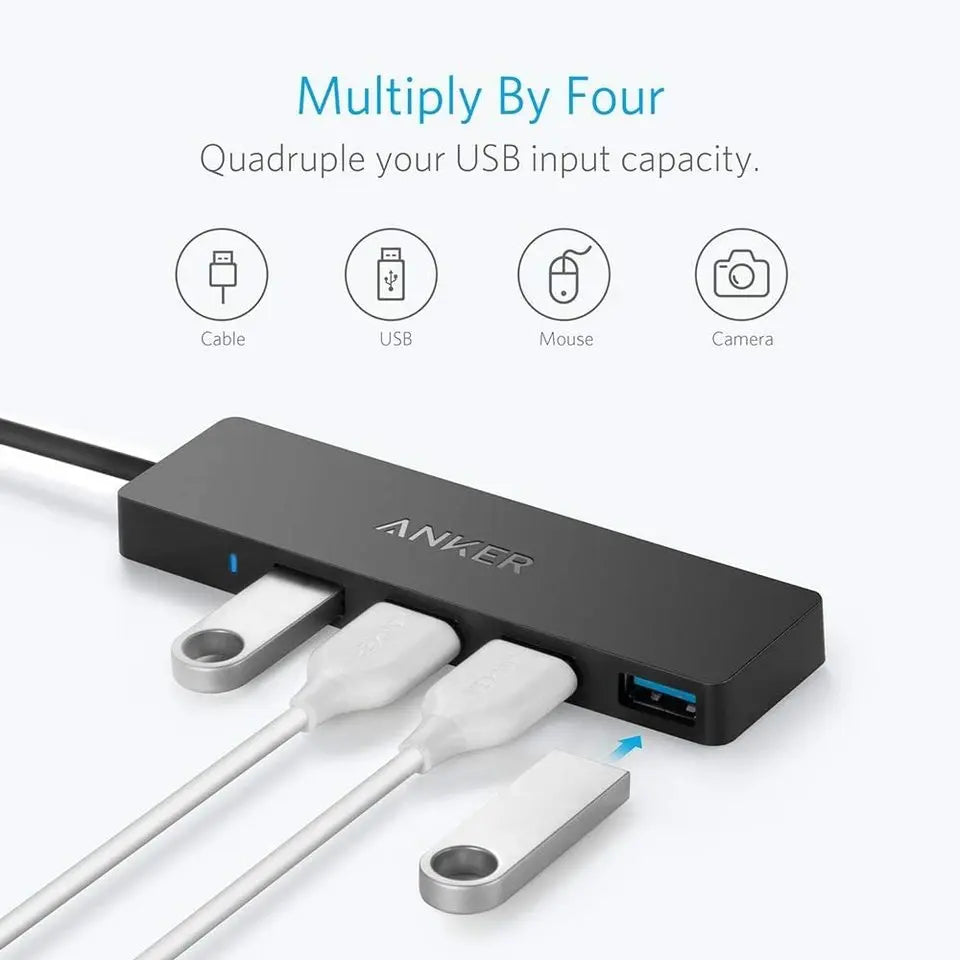 Anker Ultra Slim 4-Port USB 3.0 Data Hub-Size: 20cm---Ennap.com