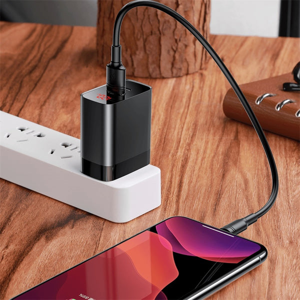 Baseus Mirror Lake 18W Dual QC&PD Digital Display Quick Charger - Baseus Mirror Lake 18W Dual QC&PD Digital Display Quick Charger - Default Title Ennap.com