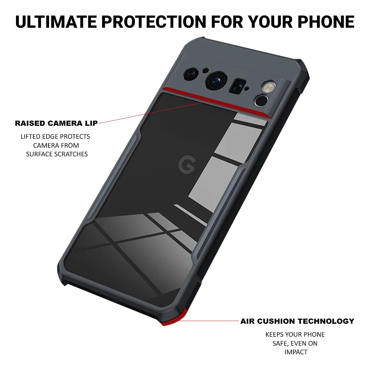 XUNDD Riggear Shockproof Clear Case for Google Pixel 8 Pro----Ennap.com