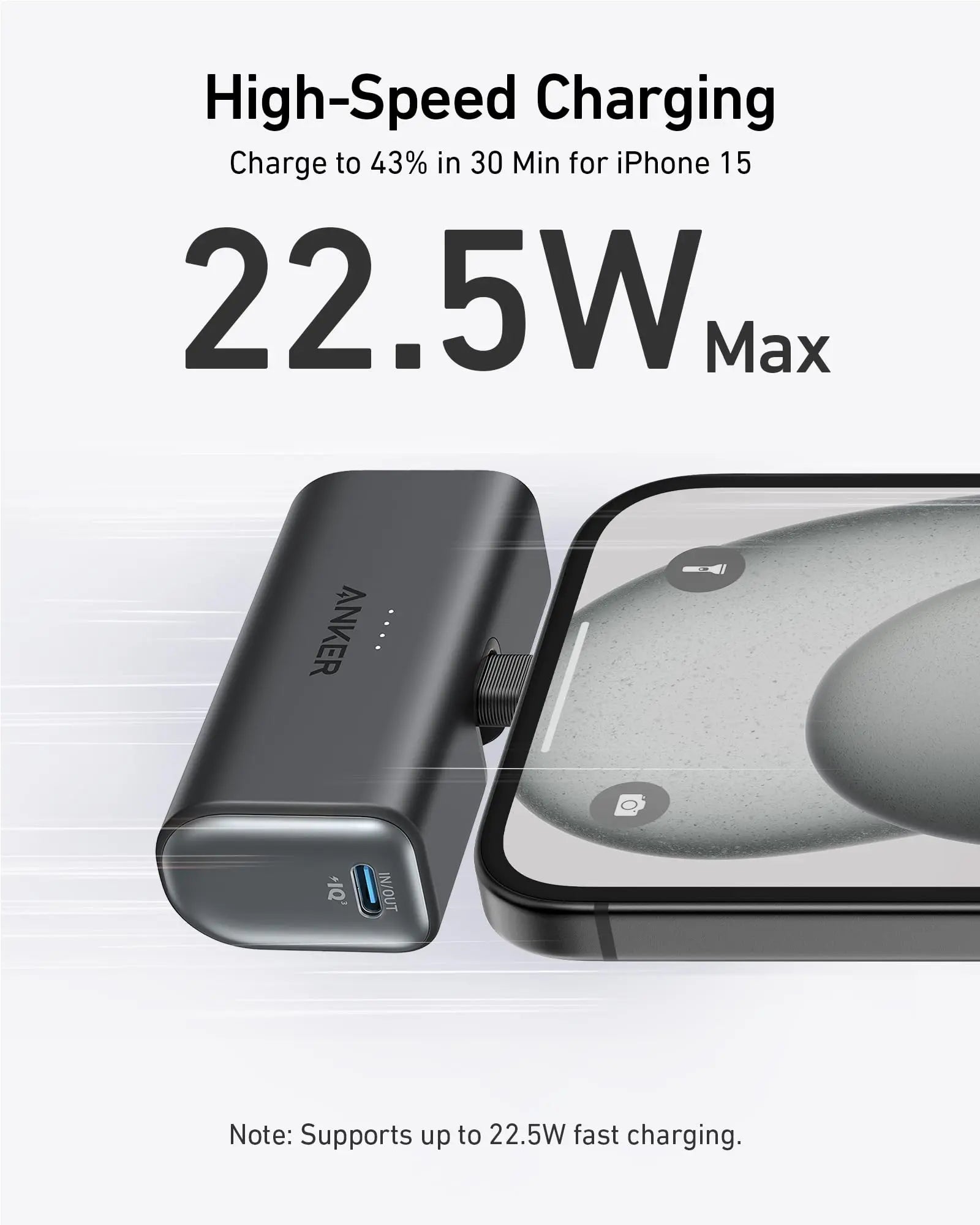Anker Nano Power Bank (22.5W, Built-In USB-C Connector)-Color: Black Stone---Ennap.com