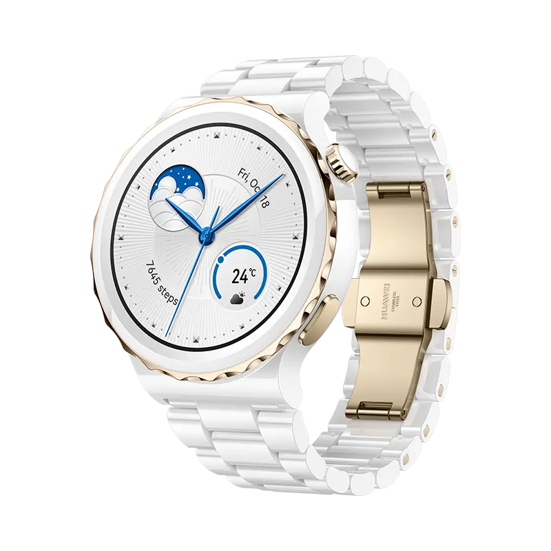 HUAWEI WATCH GT 3 Pro Ceramic, 43mm-Size: 43mm-Color: White Ceramic--Ennap.com