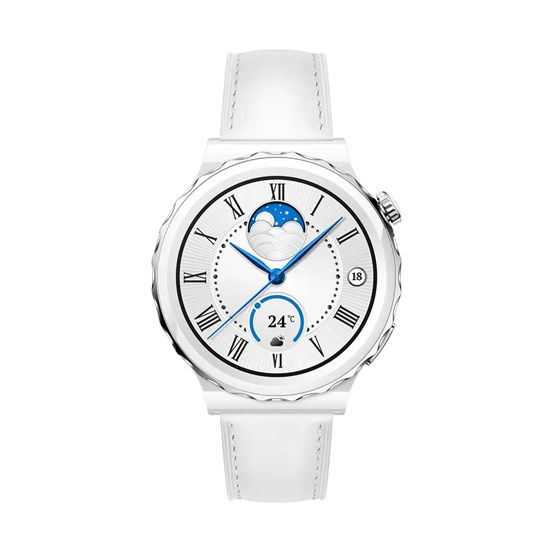 HUAWEI WATCH GT 3 Pro Ceramic, 43mm-Size: 43mm-Color: White Leather--Ennap.com