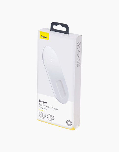 Baseus Simple Wireless Charger 2in1 Pro Edition For Phones+AirPods-Color: White---Ennap.com