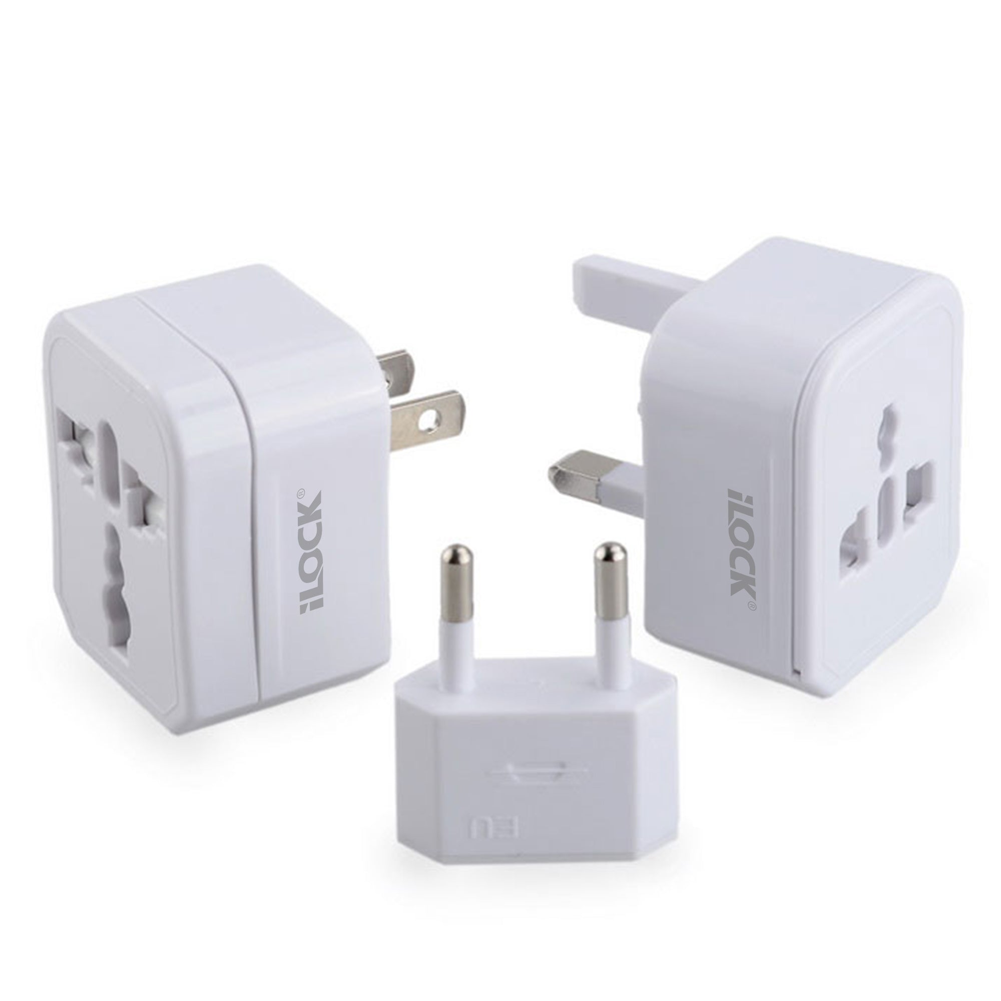 iLock Universal Travel Adapter | US to UK/EU/AUS | Compact & Portable 