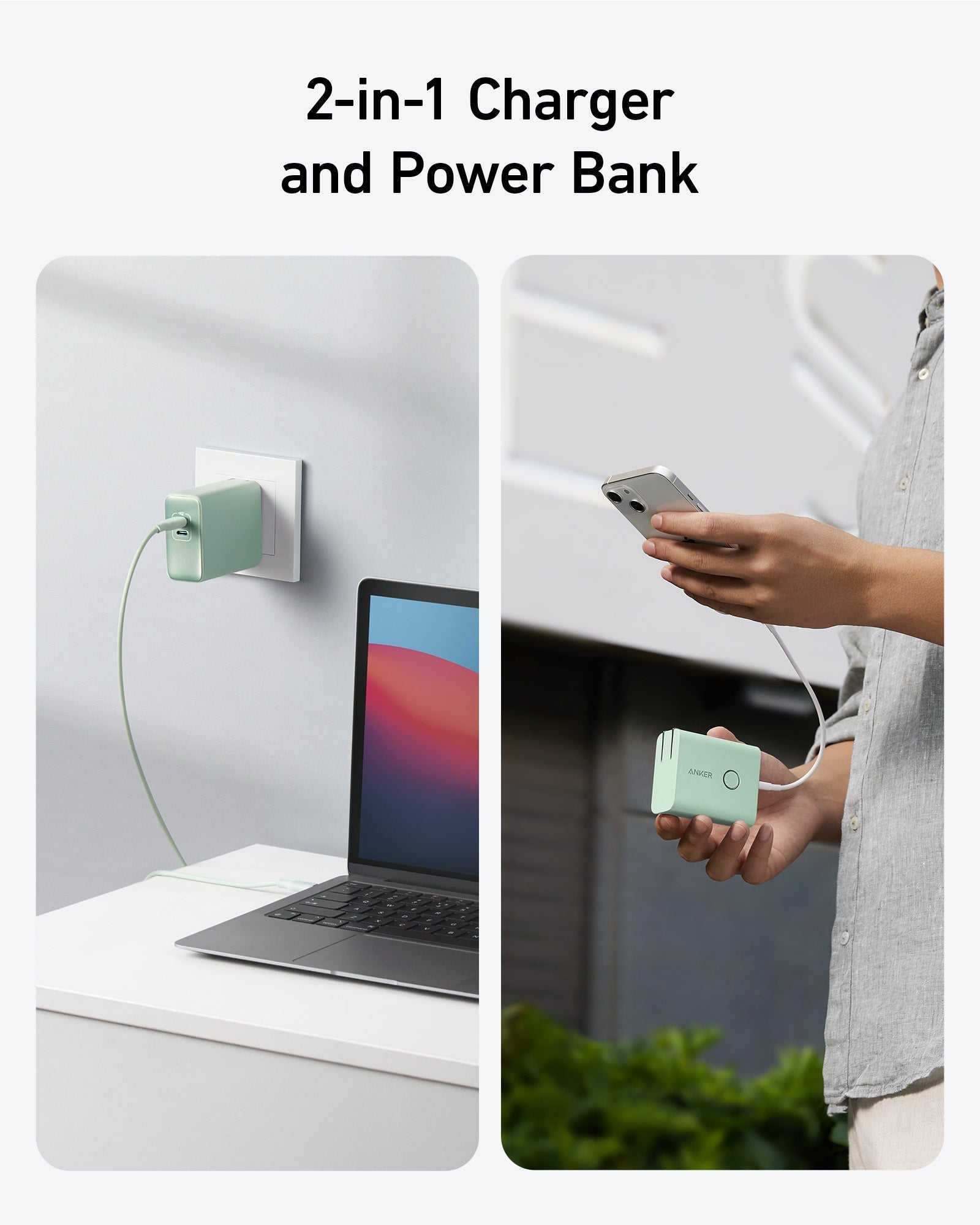 Anker 521 Power Bank (PowerCore Fusion, 45W)-Color: Natural Green---Ennap.com