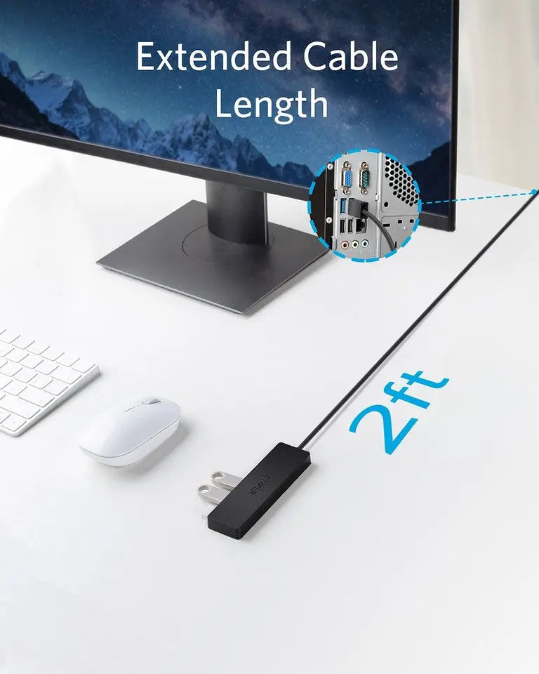 Anker Ultra Slim 4-Port USB 3.0 Data Hub-Size: 20cm---Ennap.com