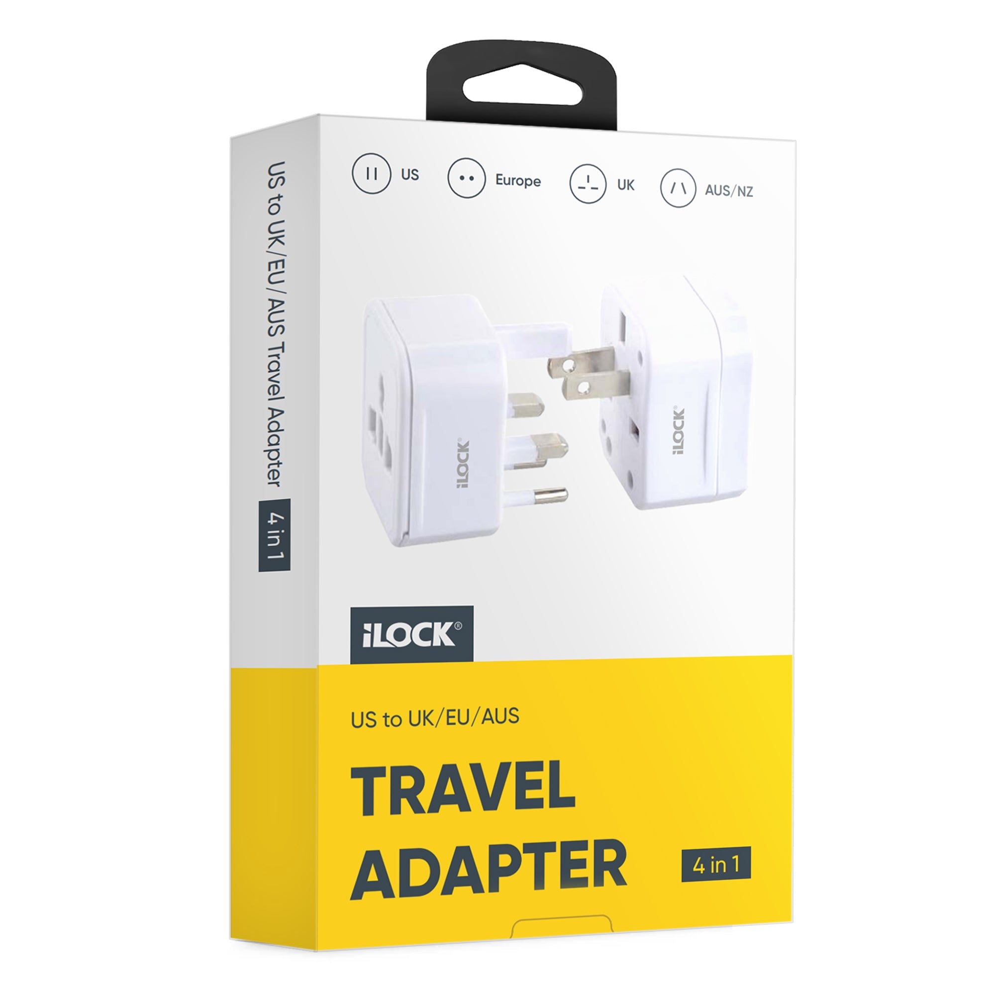 iLock Universal Travel Adapter | US to UK/EU/AUS | Compact & Portable 