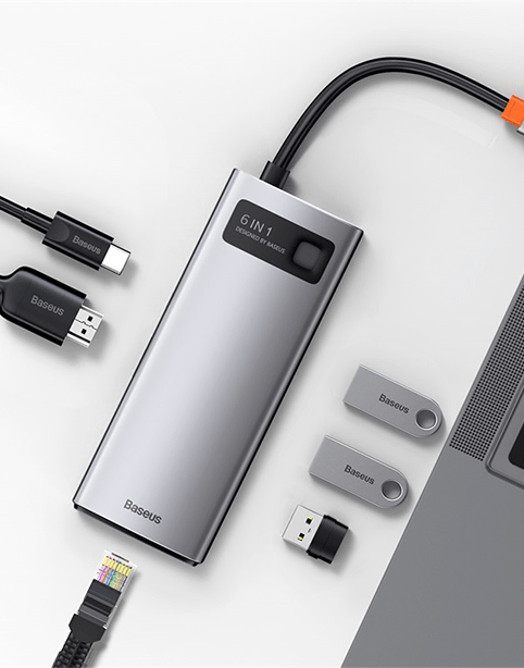 Baseus Metal Gleam Series 6-in-1 Multifunctional Type-C HUB----Ennap.com