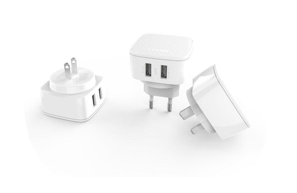 شاحن سفر Ldnio DL-AC66 بقوة 2.4A بتقنية Auto-ID مع كابل ماكرو