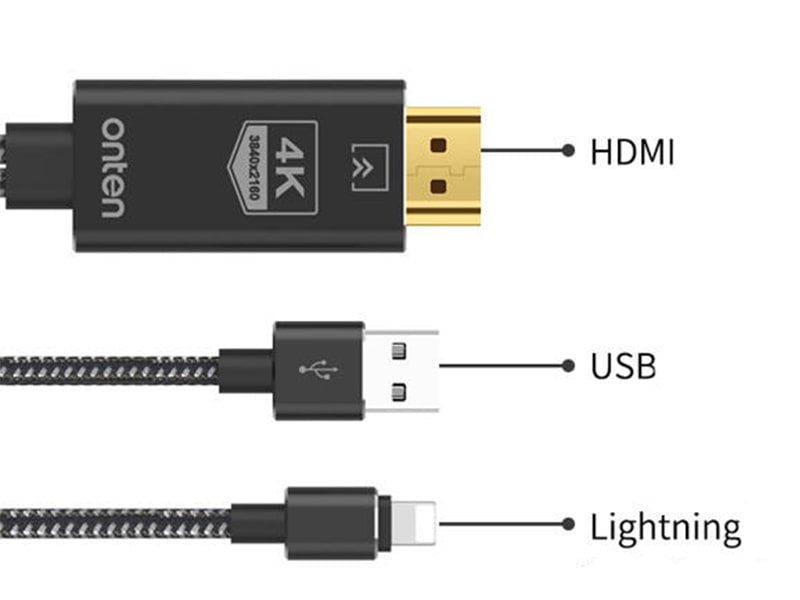 Onten OTN-7519 Lighting to 4K HDMI Mobile Screen Player