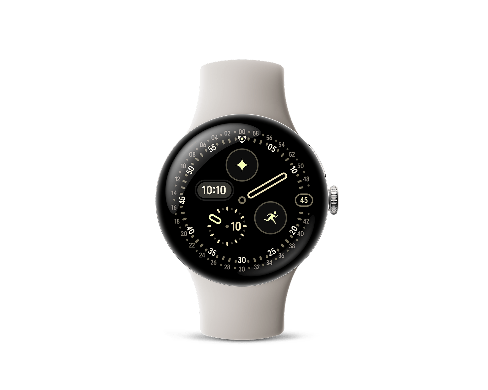 Google Pixel Watch 4-Size: 41mm-Color: Polished Silver Aluminum case / Iris Active Band-Connectivity: Bluetooth / Wi-Fi-Ennap.com