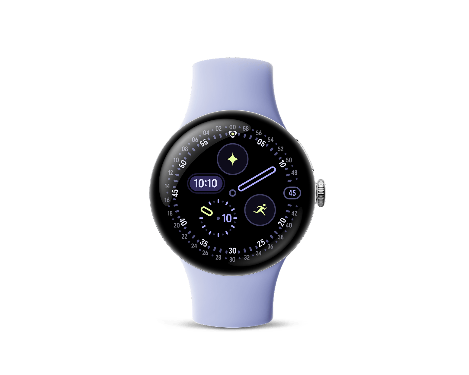 Google Pixel Watch 4-Size: 41mm-Color: Polished Silver Aluminum case / Iris Active Band-Connectivity: Bluetooth / Wi-Fi-Ennap.com