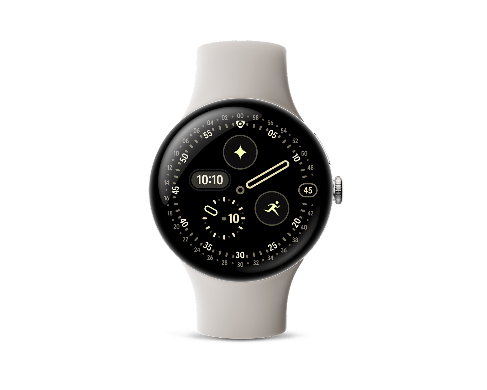 Google Pixel Watch 4-Size: 41mm-Color: Polished Silver Aluminum case / Iris Active Band-Connectivity: Bluetooth / Wi-Fi-Ennap.com