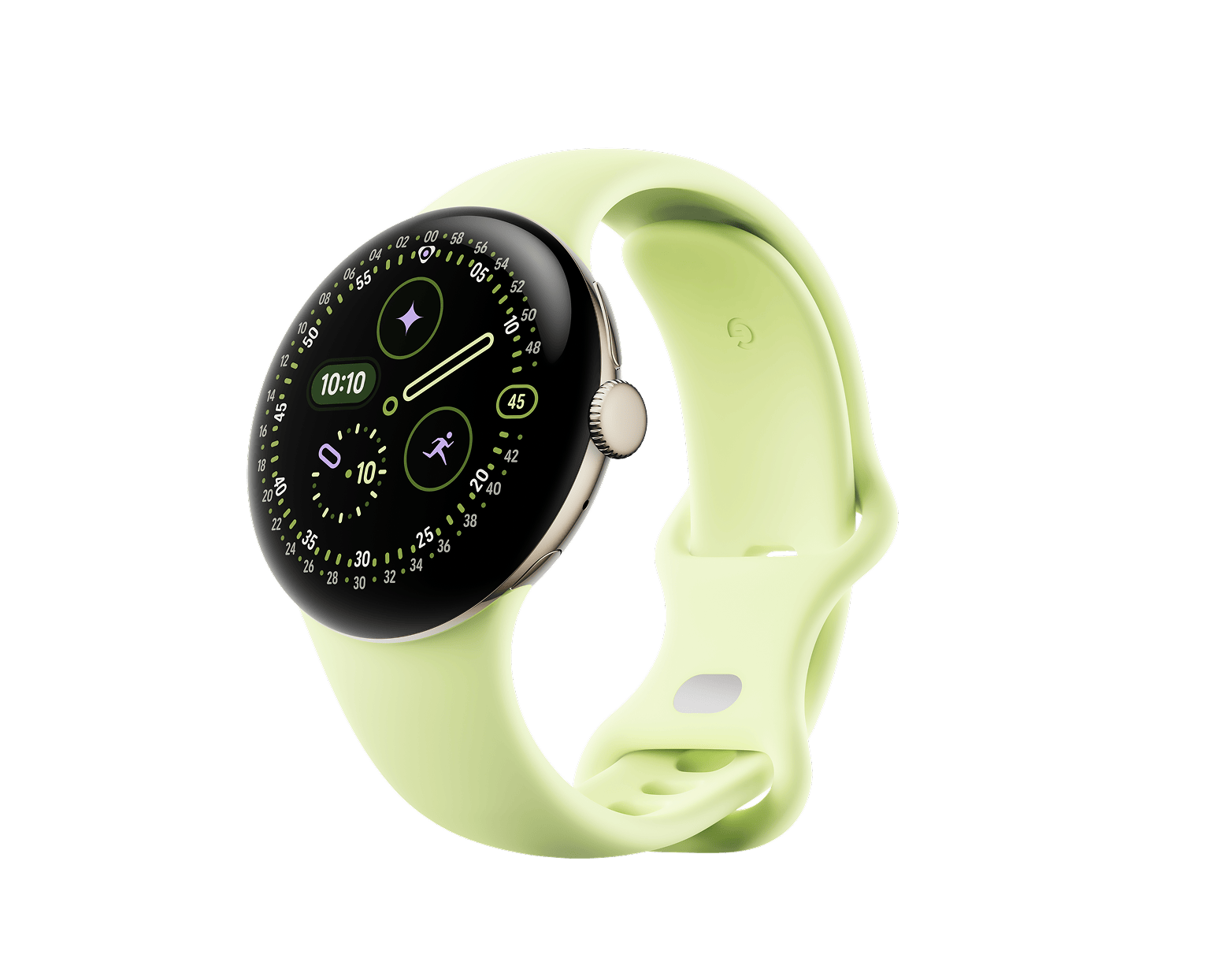 Google Pixel Watch 4-Size: 41mm-Color: Champagne Gold Aluminum case / Lemongrass Active Band-Connectivity: Bluetooth / Wi-Fi-Ennap.com
