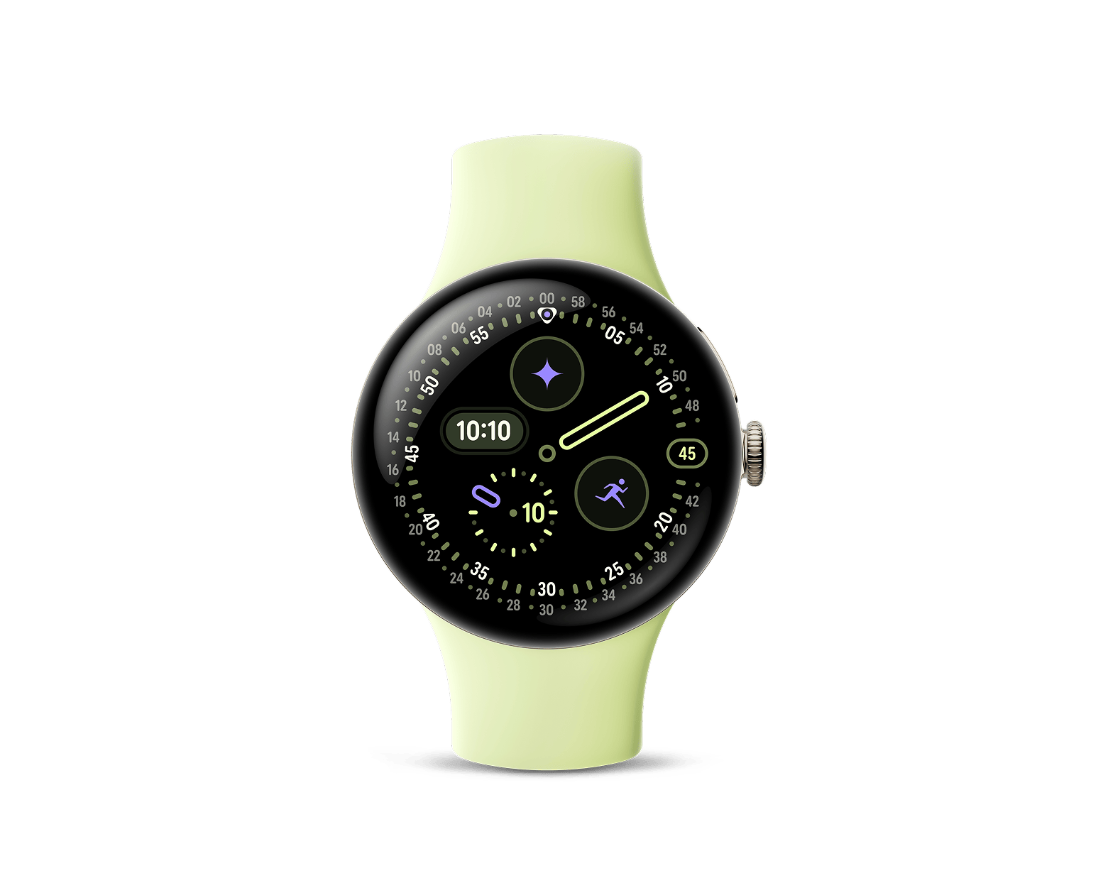 Google Pixel Watch 4-Size: 41mm-Color: Polished Silver Aluminum case / Iris Active Band-Connectivity: Bluetooth / Wi-Fi-Ennap.com