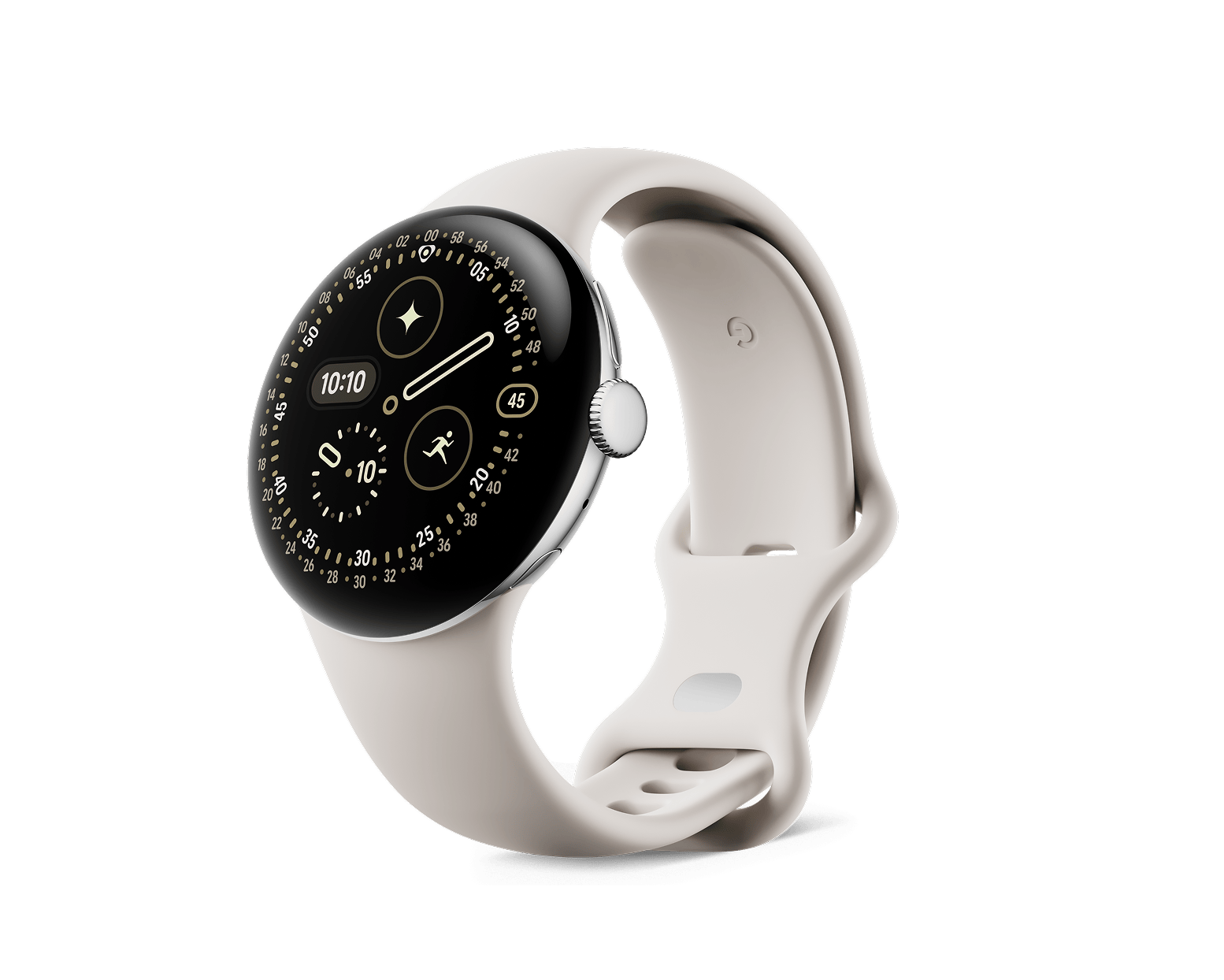 Google Pixel Watch 4-Size: 41mm-Color: Polished Silver Aluminum case / Porcelain Active Band-Connectivity: Bluetooth / Wi-Fi-Ennap.com