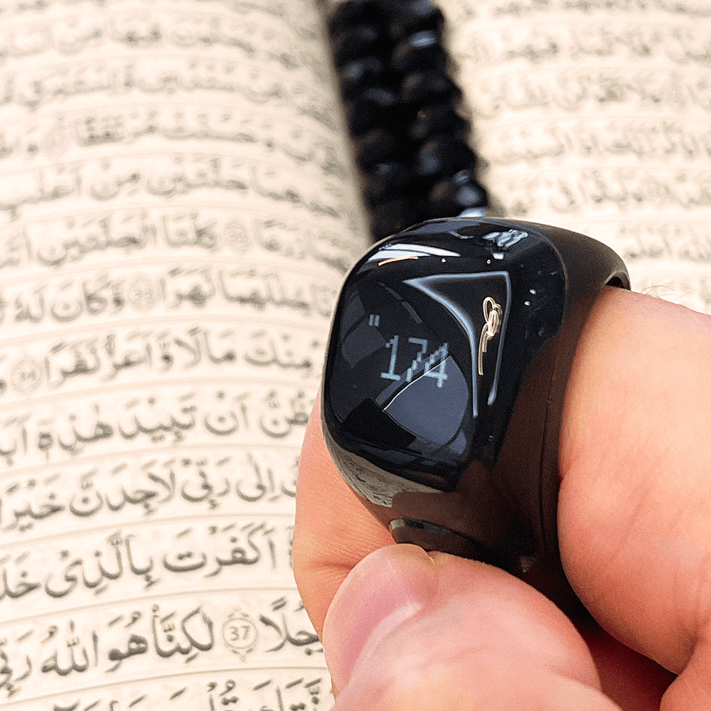 iQibla Zikr Jood Pro Smart Ring - iQibla Zikr Jood Pro Smart Ring - Free Size(18mm & 20mm & 22mm) / Titanium / Includes 9 rings in 3 colors Ennap.com