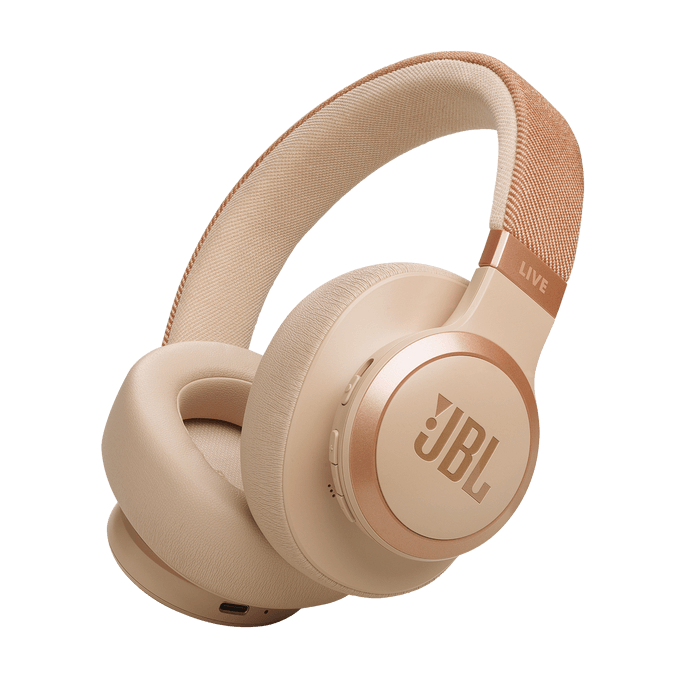 JBL Live 770NC Wireless Over-Ear Headphones with True Adaptive Noise Cancelling،Color: Beige،Ennap.com