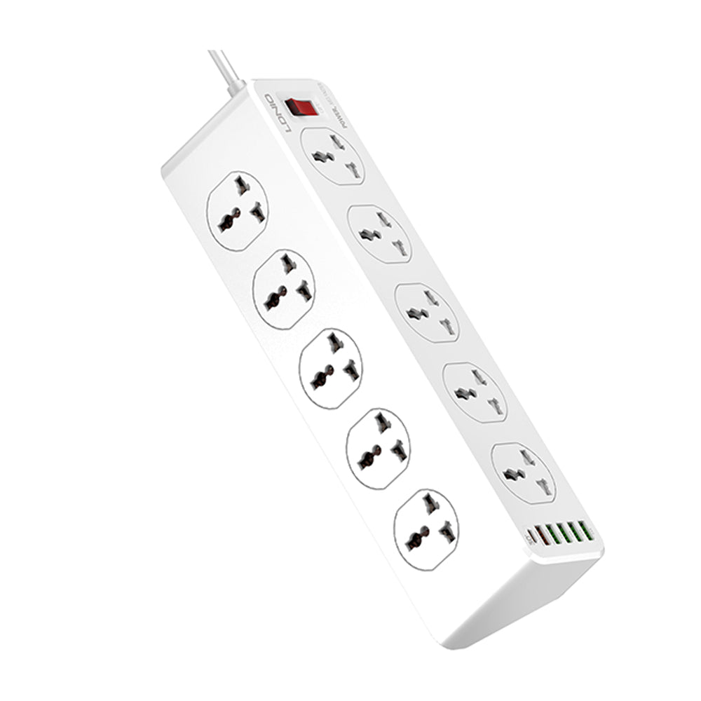 Ldnio Power Strip 10 Power Socket 6 USB 30W،Color: White،Ennap.com