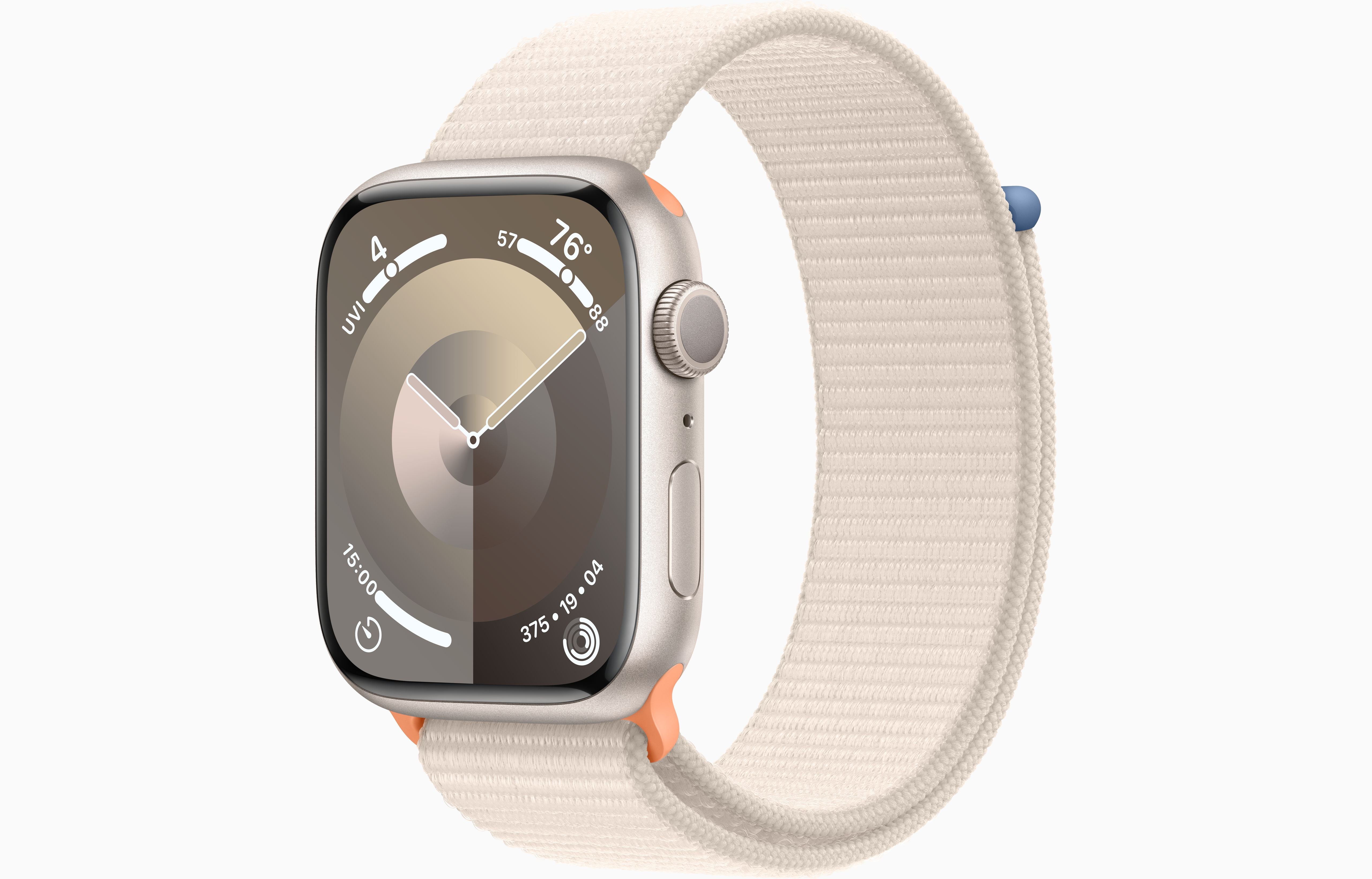 Apple Watch Series 9 Aluminum Case with Textile Sport Loop Band-Color: Starlight-Size: 41mm-Connectivity: GPS-Ennap.com