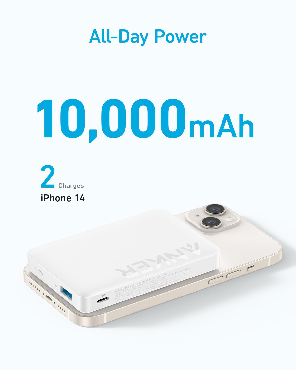 Anker 334 MagGo Battery (PowerCore 10K) - Anker 334 MagGo Battery (PowerCore 10K) - Shill White Ennap.com