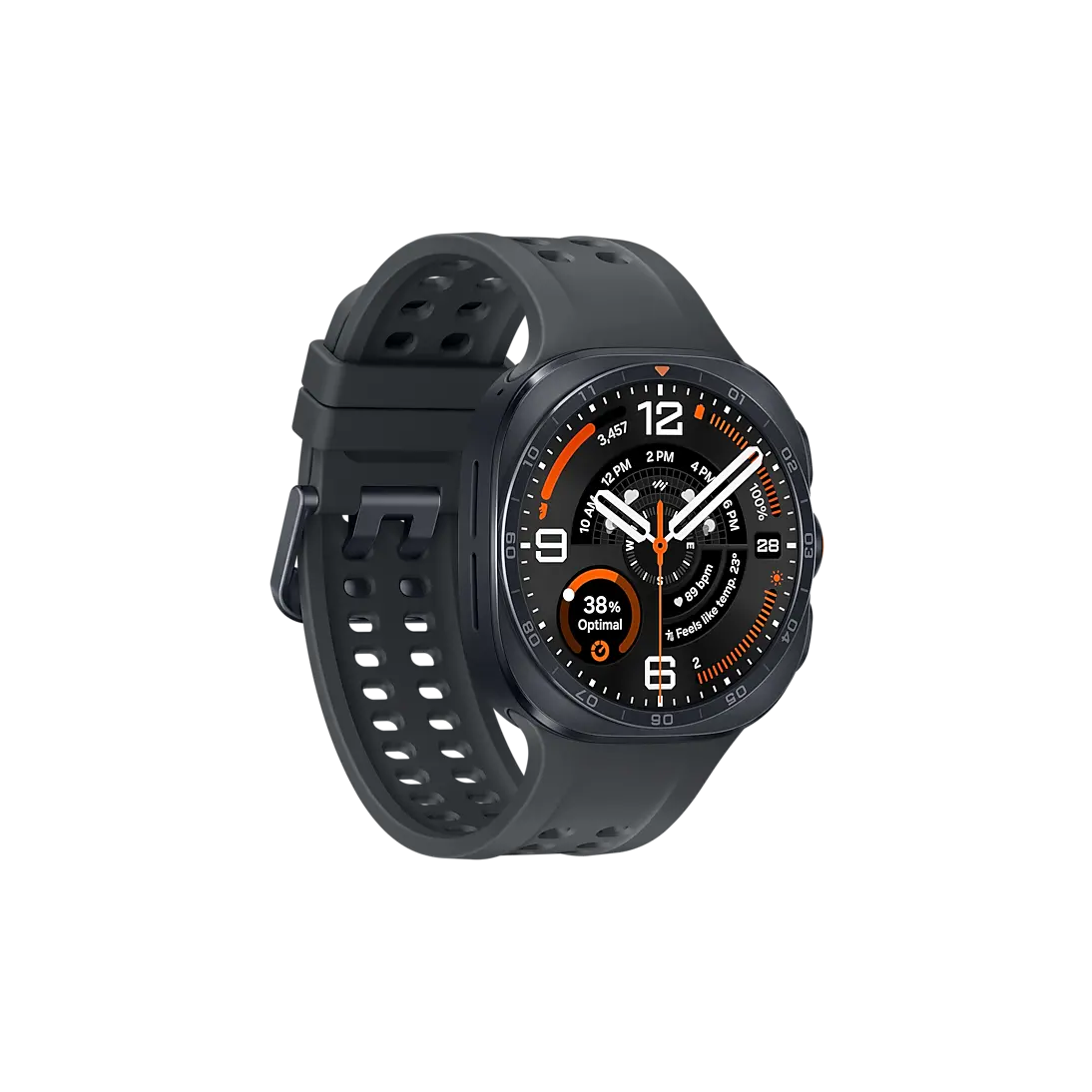 Samsung Galaxy Watch Ultra 2 LTE in Titanium Gray front view with the band