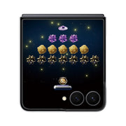 Samsung Galaxy Z Flip 8 Flipsuit Case in Black on the folded phone running the Brick Breaker game on the cover screen