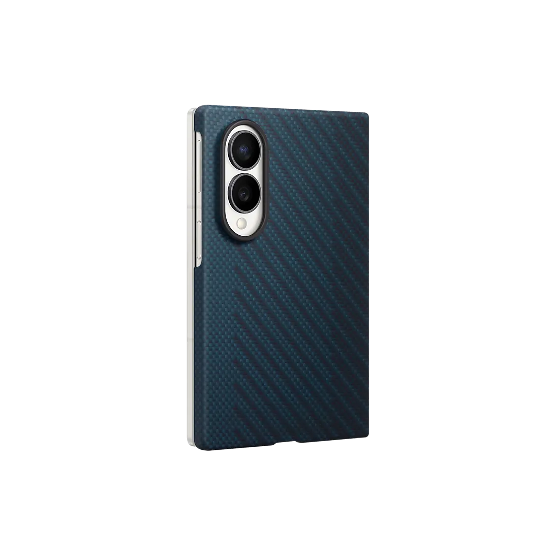Samsung Galaxy Z Fold 8 Carbon Magnet Case in Blue angled rear view on the folded phone