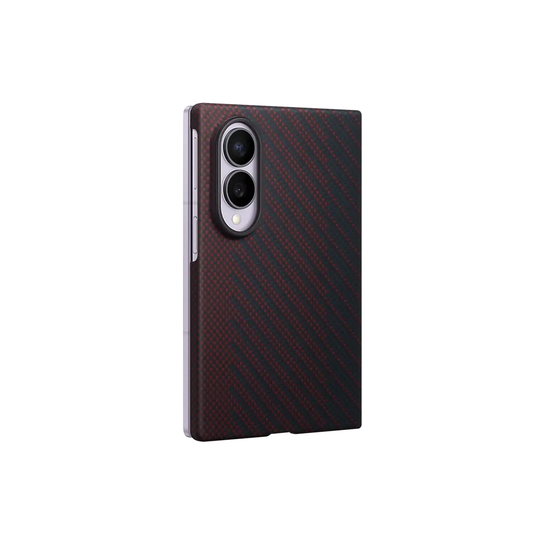 Samsung Galaxy Z Fold 8 Carbon Magnet Case in Violet angled rear view on the folded phone