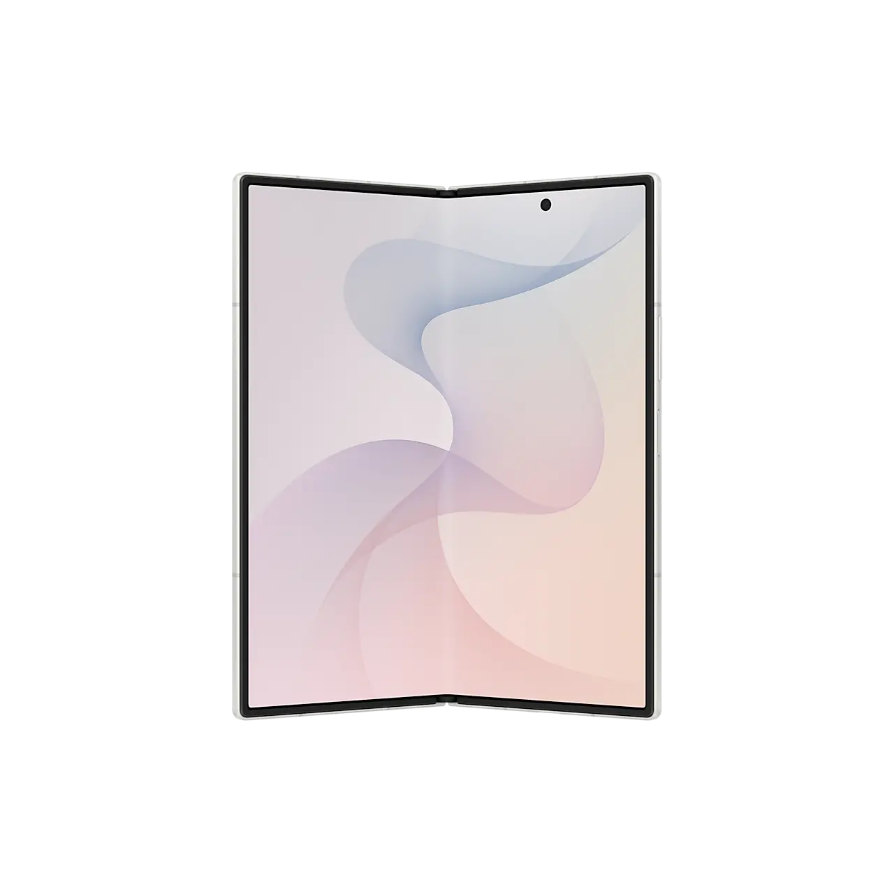 Samsung Galaxy Z Fold 8 Ultra 5G in Cream half open at an angle showing the rear and the cover screen