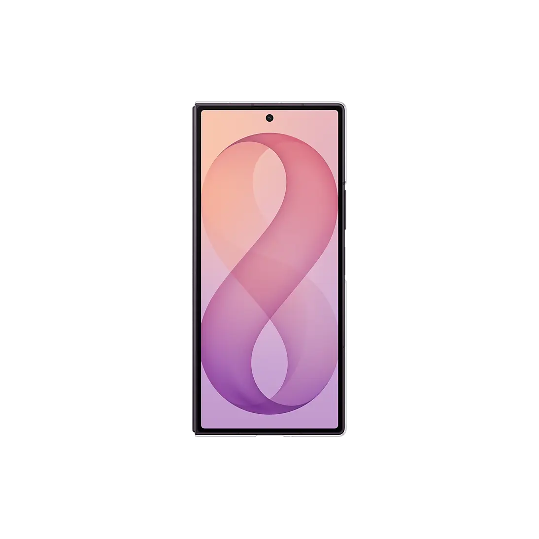 Samsung Galaxy Z Fold 8 Ultra Clear Case fitted on the phone unfolded showing the main screen