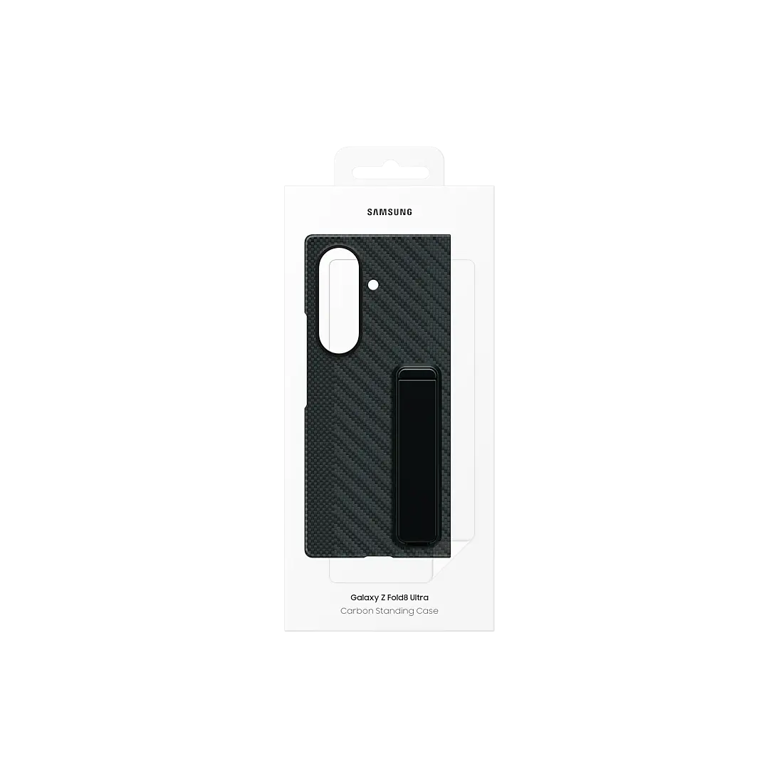 Samsung Galaxy Z Fold 8 Ultra Carbon Standing Case in its retail packaging