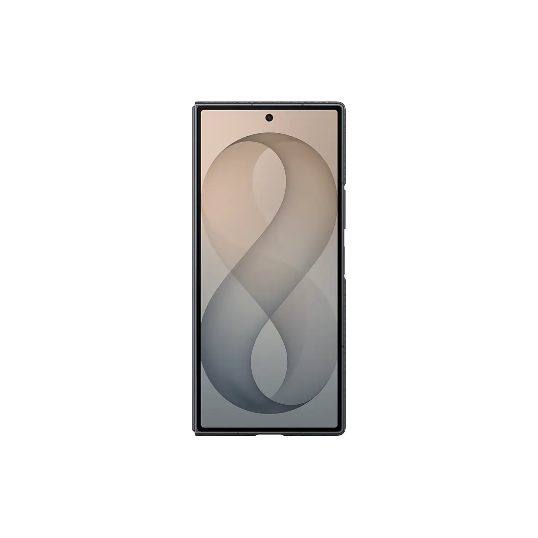 Samsung Galaxy Z Fold 8 Ultra Carbon Standing Case fitted on the phone unfolded showing the main screen