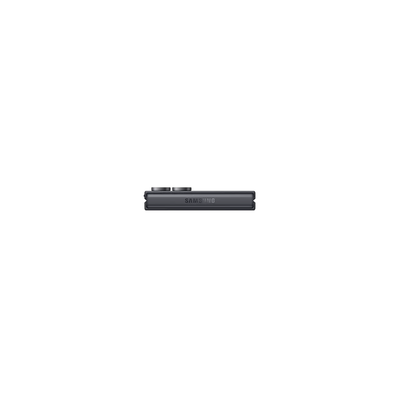 Samsung Galaxy Z Flip 8 5G in Graphite folded seen from the hinge edge